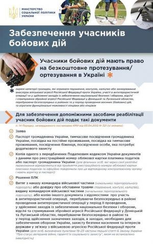 Забезпечення учасників бойових дій допоміжними засобами реабілітації 