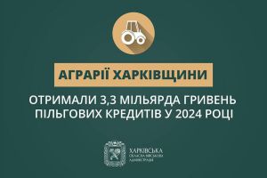 Аграрії Харківщини отримали 3,3 мільярда гривень пільгових кредитів у 2024 році