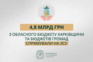 З обласного бюджету Харківщини та бюджетів громад 4,8 млрд грн спрямували на ЗСУ