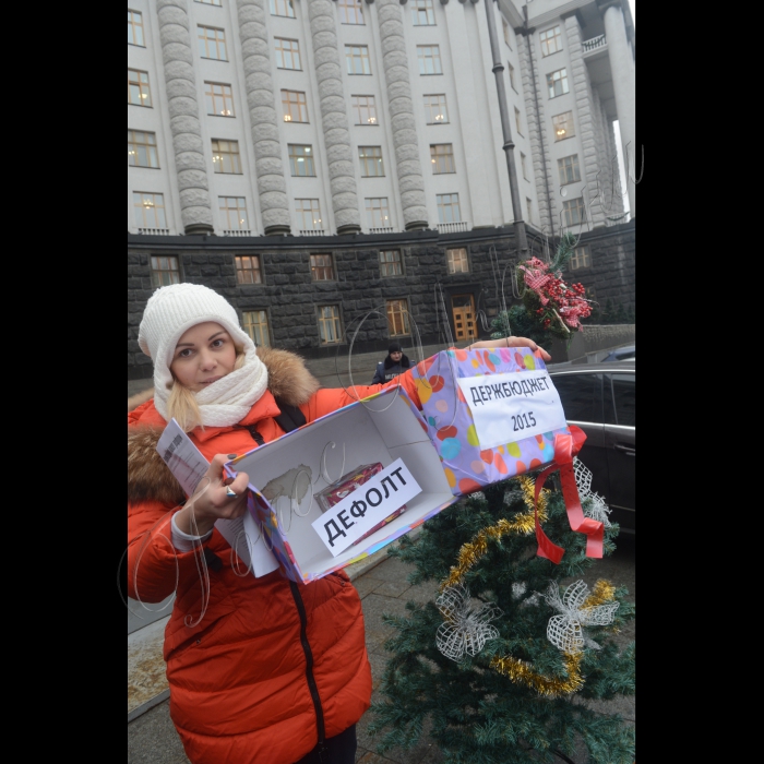 17 грудня 2014. Біля КМУ відбулася акція «Прозоре формування бюджету – найкращий новорічний подарунок». Представники Реанімаційного Пакету Реформ презентували урядову «йолку» спеціально для Кабінету Міністрів України та його очільника Арсенія Яценюка. Експерти та активісти громадськості продемонструють, що насправді являють собою святкові подарунки від Кабміну та що ховається за яскравими обгортками.