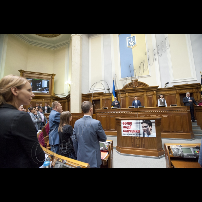 У пленарному засіданні ВР взяли участь Президент України Петро Порошенко, Прем’єр-міністр України Арсеній Яценюк, дипломати, голови облдержадміністрацій.
Президент України Петро Порошенко у Верховній Раді України представив проект Закону 