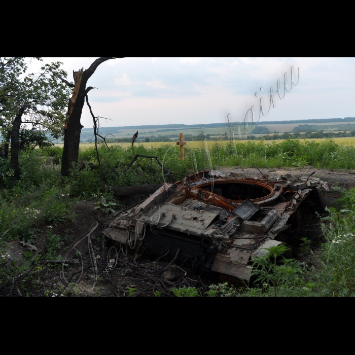 Зона АТО. Донецька область
…Літнє сонце сходить о четвертій. На передовій не чутно крику півнів, передвіщають появу на горизонті криваво-червоної кулі у селі Золотому черги таких само яскраво-червоних трасерів з того боку. Передова – це не абстрактне поняття, це перша лінія оборони з окопами, бліндажами, згорілим танком, біля якого бійці встановили пам,ятний хрест. Далі – нейтральна смуга – луг з різнотрав,я. На ньому переливаються у росянистому вранішньому блиску чудесні квіти. Корів селяни там уже не пасуть. Вночі там ходять диверсійно-розвідувальні групи противника й наші бійці не стуляючи очей спостерігають у тепловізорі чорно-біле видиво лугу, чи не проскочать там білі рухомі фігури – «чужі».
 
Сьогодні серед інших бійців 1 батальйону 54 бригади несуть тут службу двоє друзів -  сержант Дід, віку 50 років та сержант Пастух, віку 41 рік. Обоє мобілізовані у серпні минулого року, із січня 2015 – на війні. 
Розвиднілось… По небу повзе червоне колесо… Хлопці п,ють каву. Фронтова кава на передовій – особлива. Її заварюють у закіпченій металевій кружці, крупно змелені зерна заповнюють майже третину «філіжанки», кава гірка й міцна і замість цукру – вприкуску  цигарка з теж міцним тютюном. У цьому процесі відчувається вселенська довершеність. Ще одна ніч війни минула, всі живі й здорові.
згорілий танк, біля якого бійці встановили пам,ятний хрест. Далі – нейтральна смуга – луг з різнотрав,я.