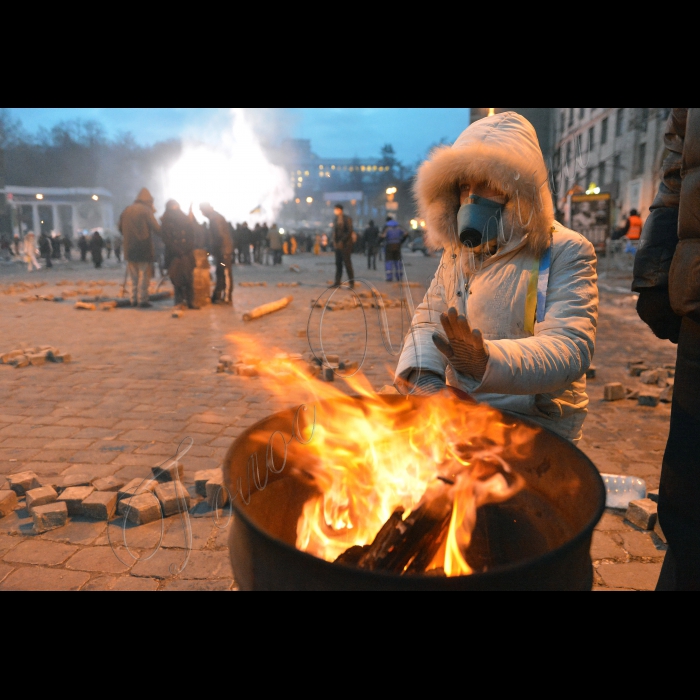 Київ. Євромайдан.Бійки на вул. Грушевського, біля стадіону «Динамо», між учасниками протесту і правоохоронцями.
