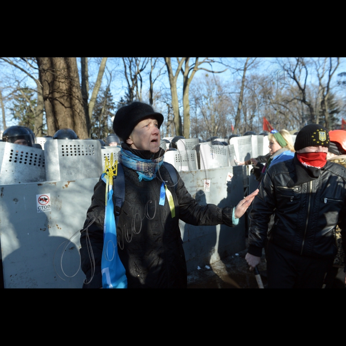 Київ. Хода активістів Євромайдану до Верховної Ради. Вулиці Інститутська, Шовковична, Грушевського та Маріїнський парк. Мітинги та сутички в центрі міста.