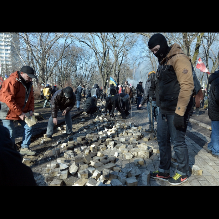 Київ. Хода активістів Євромайдану до Верховної Ради. Вулиці Інститутська, Шовковична, Грушевського та Маріїнський парк. Мітинги та сутички в центрі міста.