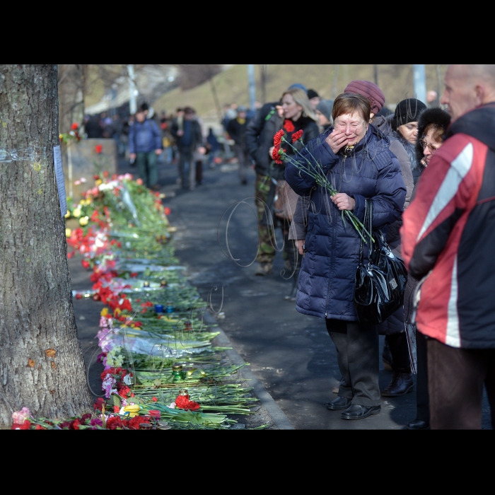 Київ. Євромайдан, Майдан Незалежності, вул. Інститутська, вул. Банкова.
Квіти загиблим.
