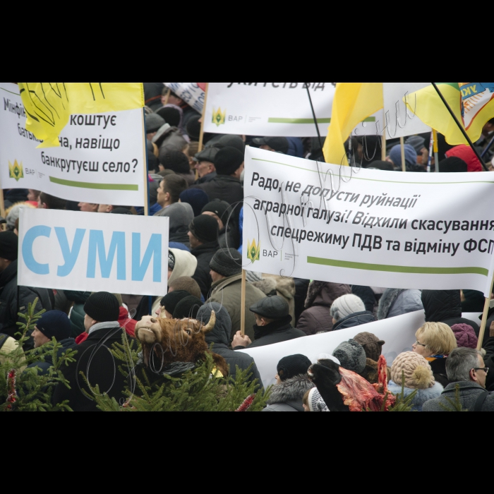 Перед  Верховною Радою України проходить мітинг представників аграрних
і профспілкових організацій
