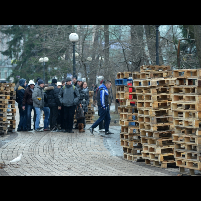 Київ. Маріїнський парк. Прихильники Партії регіонів згорнули наметове містечко на підтримку Президента.