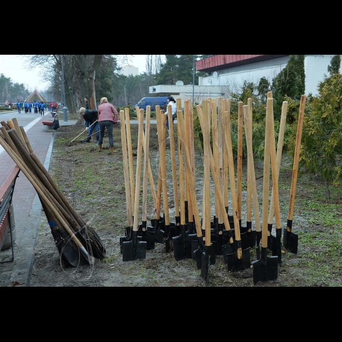 Київ. Суботник у парку «Перемога» (Дніпровський район, біля метро «Дарниця»).