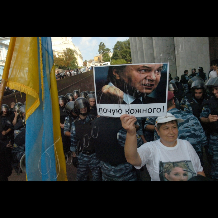 Учасники мітингу проти мовного закону біля Українського будинку, в Києві, в середу, 4 липня 2012 р.3 липня п'ятеро народних депутатів від опозиції оголосили безстрокову голодовку в Києві біля Українського дому на знак протесту проти ухвалення мовного закону. Народні депутати затверджують про те, що вони збираються голодувати, доки не буде скасований проголосований закон. Також цього дня після 21.00 до Українського дому прибула група правоохоронців - близько 50 осіб. Вони піднялися сходами на ганок будівлі. Першими на них напали представники ВО «Свобода», які серед інших беруть участь у мітингу. Їх підтримали інші учасники акції. Зав’язалася масова бійка. Згодом на допомогу першій групі провоохоронців прибув інший загін і сутичка продовжилася. У бійці взяли участь народні депутати від опозиційних факцій парламенту. Правоохоронці відтіснили мітингувальників від входу в Український дім. Мітингуючі провели ніч на сходах будівлі Українського дому. Вранці, 4 липня, опозиціонери перекрили шлагбаум, а також центральний вхід до Українського дому, де повинна проходити підсумкова прес-конференція Президента України Віктора Януковича.