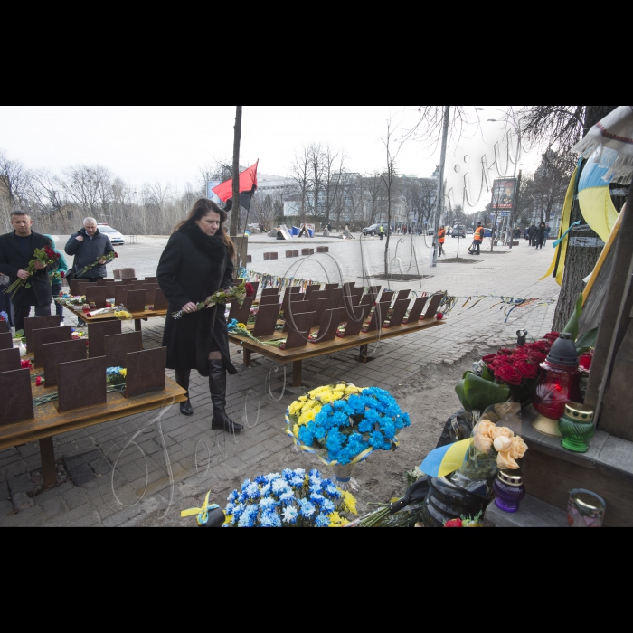 Голова ВР України Володимир Гройсман прініс квіти и лампадку на вул. Інститутська в пам'ять про Героїв Небесної сотні.
Народний депутат Ірина Фриз;