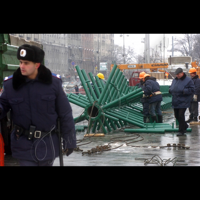 На столичному Майдані Незалежності встановлюють Новорічну ялинку.