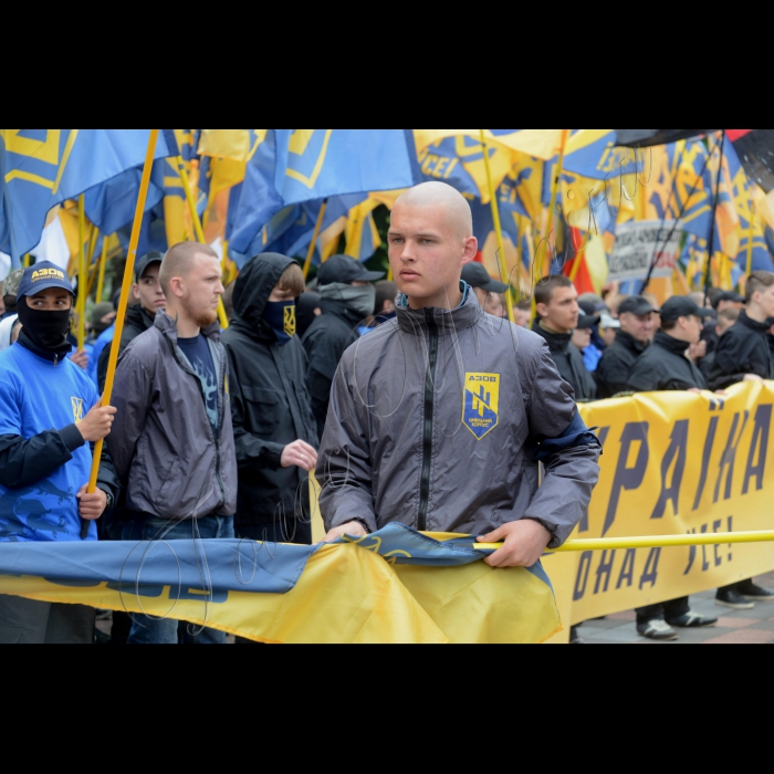 Мітинг бійців полку АЗОВ біля Верховної Ради України.
Відбувся марш АЗОВців під гаслом «Вимоги Нації – ні капітуляції!». Маршрут: від монумента Батьківщини-матері до стін Парламенту.  