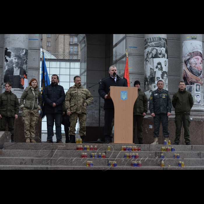 14 березня 2017 ація з нагоди Дня українського добровольця на Майдані Незалежності у м. Києві.
Програмою вшанування українських добровольців також передбачено:
- Урочиста частина із шикуванням батальйону  НГУ ім. С. Кульчицького на Майдані Незалежності та виступи добровольців-волонтерів, представників патріотичних організацій, які формували перші добровольчі батальйони.
- Покладання учасниками заходу квітів до меморіалу Героїв Небесної Сотні.