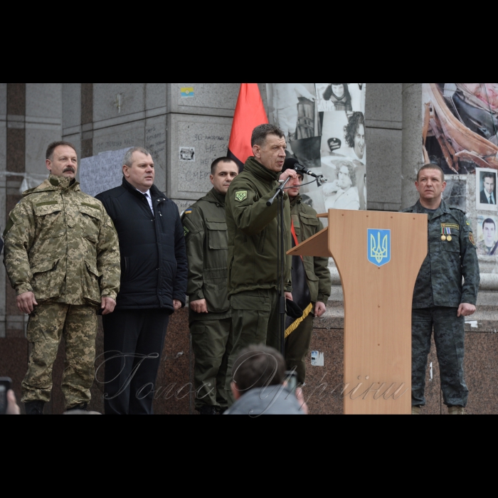 14 березня 2017 ація з нагоди Дня українського добровольця на Майдані Незалежності у м. Києві.
Програмою вшанування українських добровольців також передбачено:
- Урочиста частина із шикуванням батальйону  НГУ ім. С. Кульчицького на Майдані Незалежності та виступи добровольців-волонтерів, представників патріотичних організацій, які формували перші добровольчі батальйони.
- Покладання учасниками заходу квітів до меморіалу Героїв Небесної Сотні.