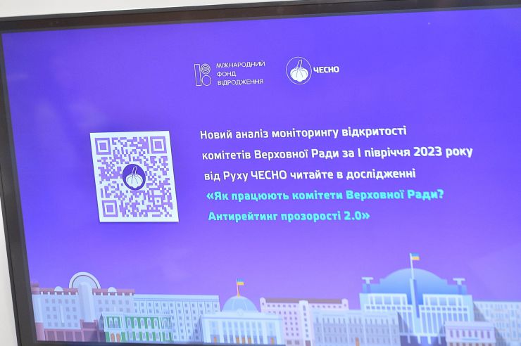 Пресконференція «Антирейтинг прозорості Комітетів Верховної Ради». Організатор: Громадська організація Рух ЧЕСНО. 
Учасники: Олександр Корнієнко — перший заступник Голови Верховної Ради України; Михайло Радуцький — голова Комітету ВРУ з питань здоров'я нації; Ярослав Юрчишин — заступник голови Комітету ВРУ з питань антикорупційної політики; 
Модераторка: Віта Думанська - лідерка Руху ЧЕСНО. Під час заходу представлено третій антирейтинг прозорості комітетів Верховної Ради України, який Рух ЧЕСНО провів у цьому скликанні парламенту, згідно з затвердженою методологією за підтримки Міжнародного фонду 