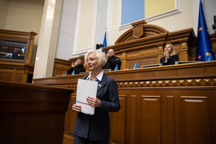 Пленарне засідання Верховної Ради України.
Виступ Спікера Саейми Латвійської Республіки Д. Міеріні. Стефанчук 
